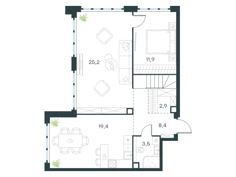 4-комн. 115 м²