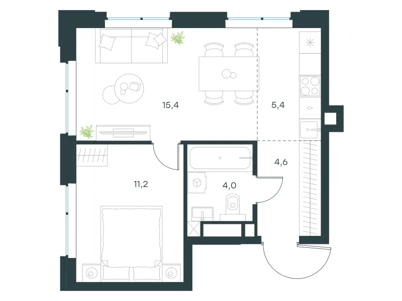2-комн. 41 м²