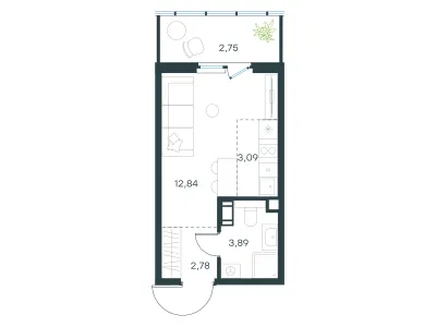25,4 м² — планировка