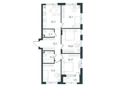 87,5 м² — планировка