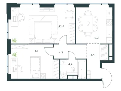 63,3 м² — планировка