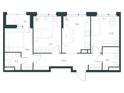 64,9 м² — планировка