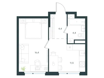 36,7 м² — планировка