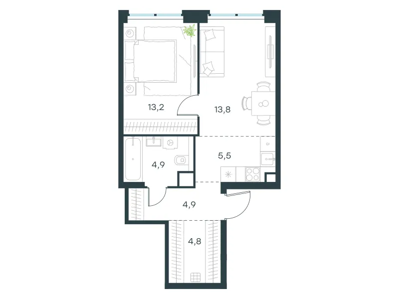 2-комн. 47.1 м²