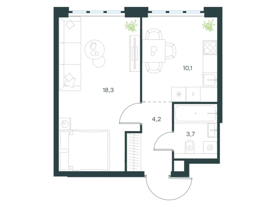 1-комн. 36,3 м²