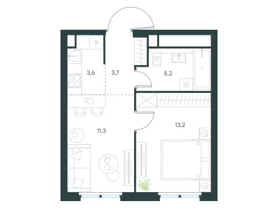 37 м² — планировка