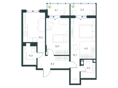 65,6 м² — планировка