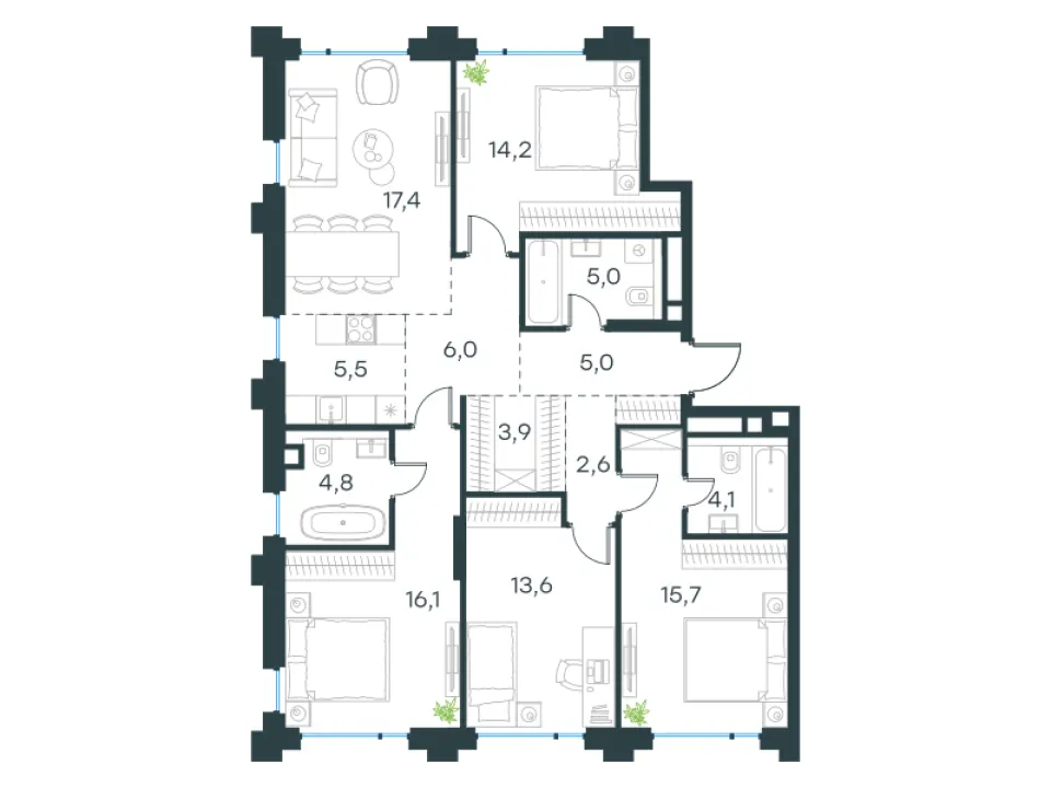 5-комн. 113,9 м²