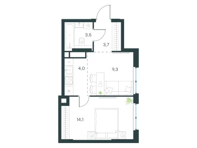 34,7 м² — планировка