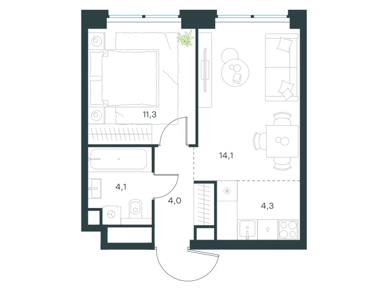 2-комн. 37.8 м²