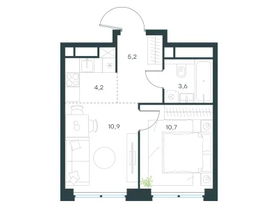34,6 м² — планировка
