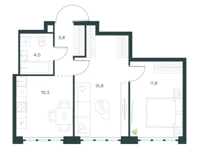 45,7 м² — планировка