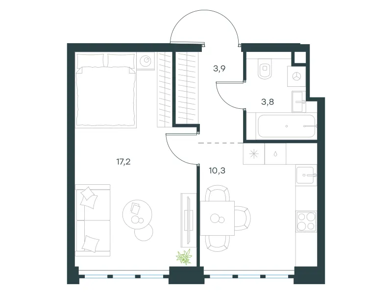 1-комн. 35.2 м²