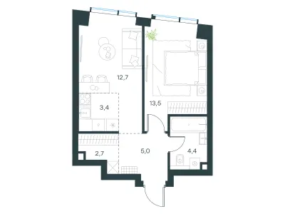 41,7 м² — планировка
