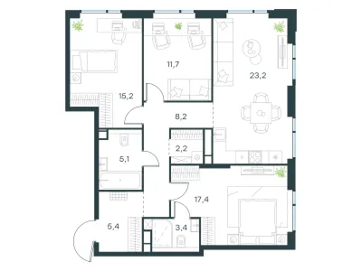 91,8 м² — планировка