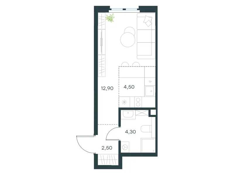 Студия 24.2 м²