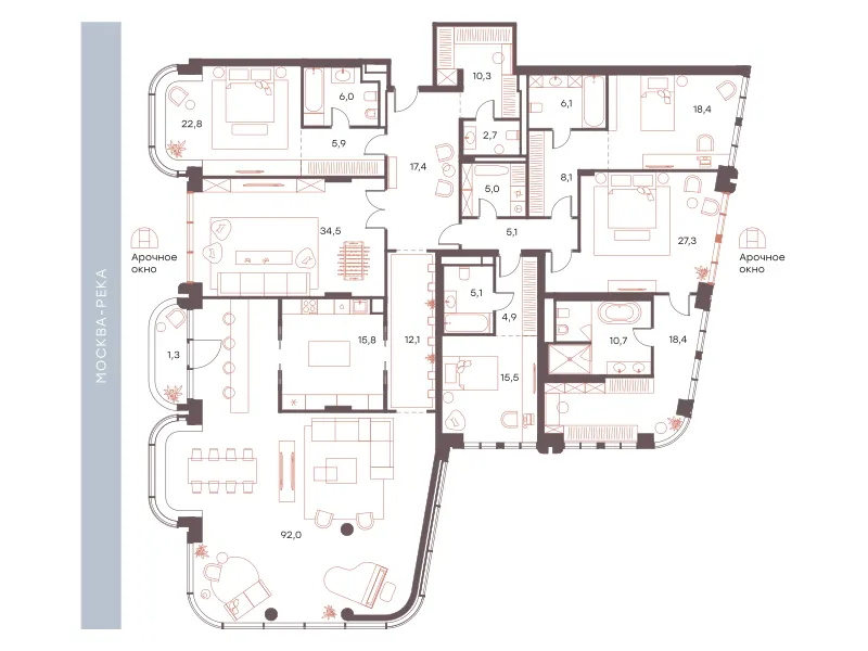 6-комн. 338.6 м²