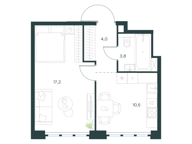 1-комн. 35.5 м²