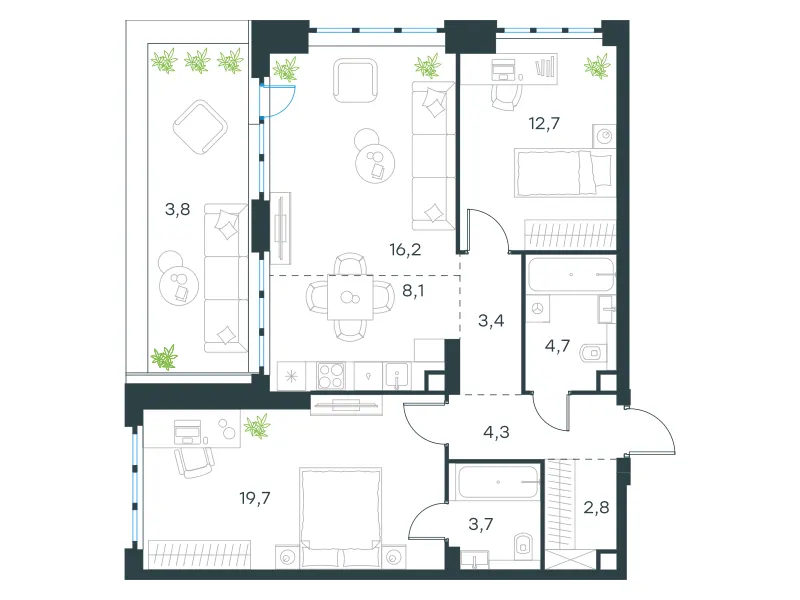 3-комн. 79.4 м²