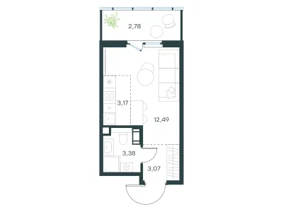 24,9 м² — планировка