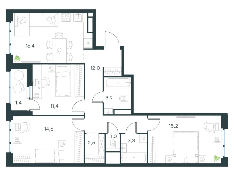 3-комн. 81.7 м²