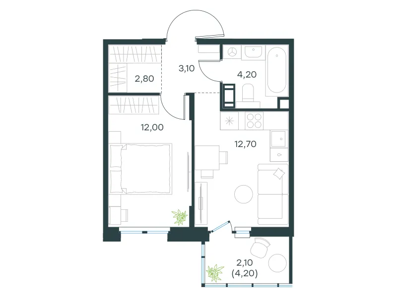 1-комн. 36.9 м²