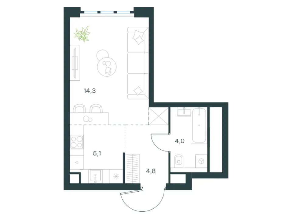 Студия 28,2 м²