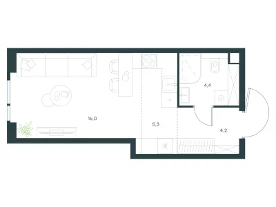 29,9 м² — планировка
