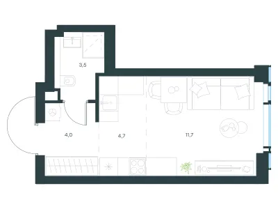 23,9 м² — планировка