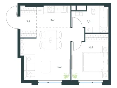 42,1 м² — планировка