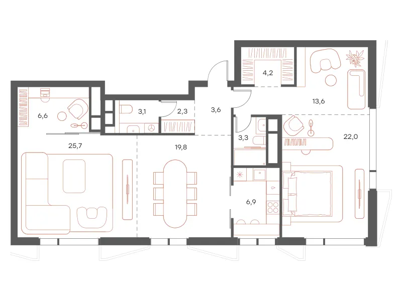 4-комн. 110 м²