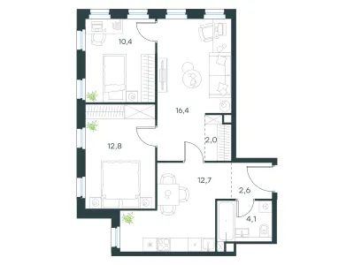 61 м² — планировка