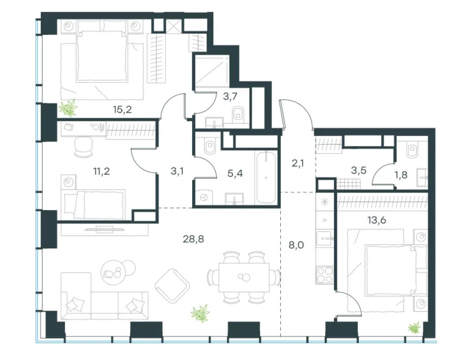 4-комн. 96,4 м²