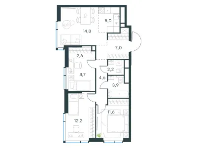 72,6 м² — планировка