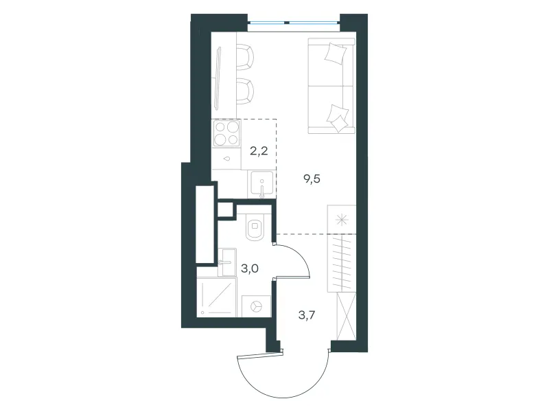 Студия 18.4 м²