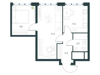 45,9 м² — планировка