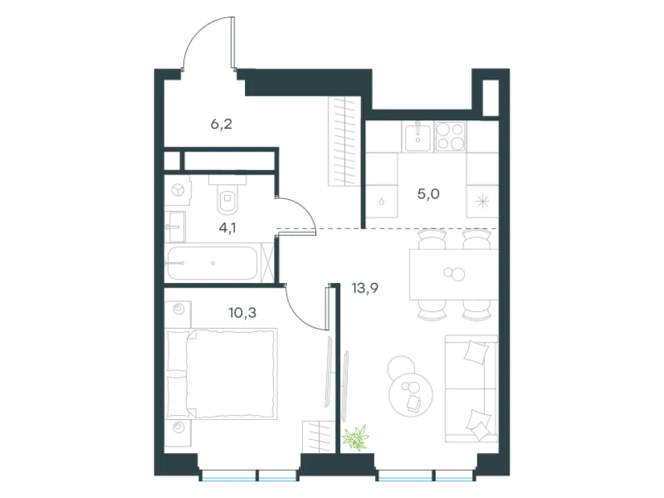 2-комн. 39,5 м²