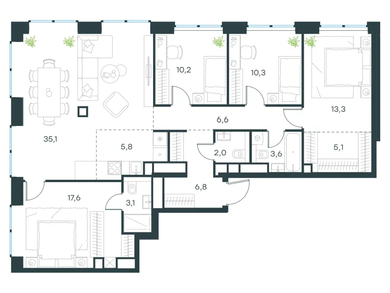 5-комн. 119.5 м²