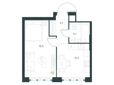 33,5 м² — планировка