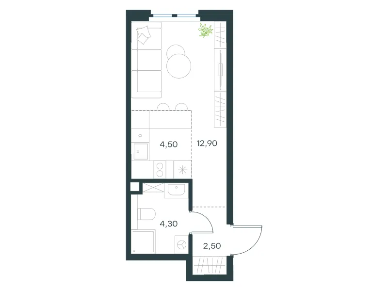 Студия 24.2 м²
