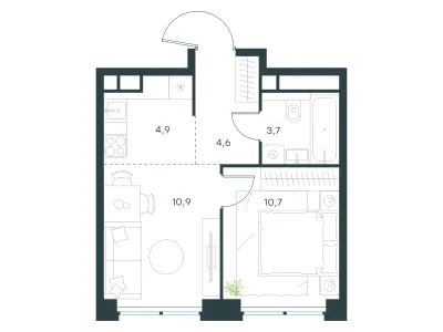 34,8 м² — планировка