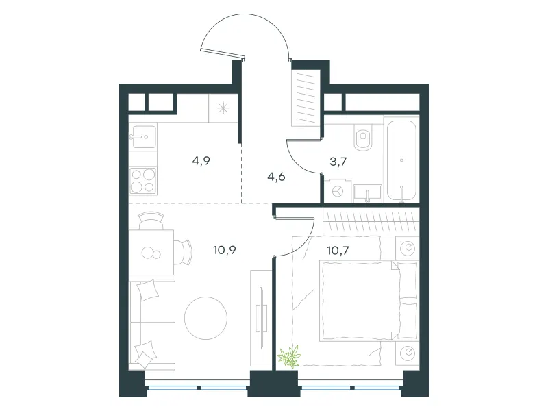 2-комн. 34.8 м²