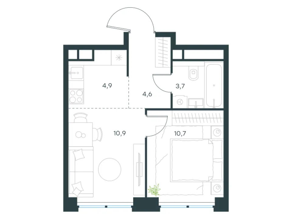 2-комн. 34,8 м²
