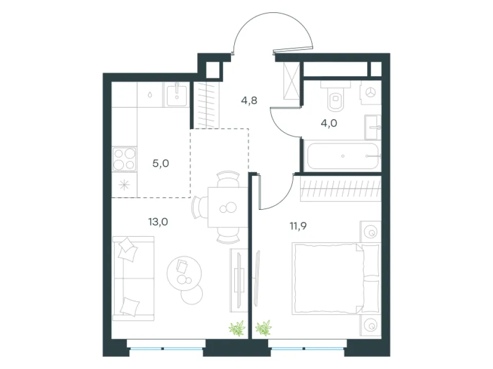 2-комн. 38,7 м²