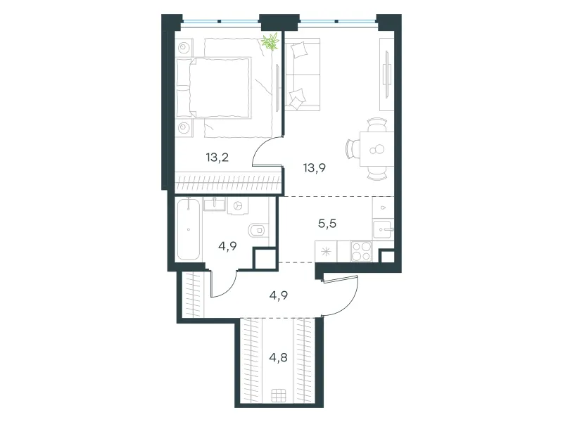 2-комн. 47.2 м²