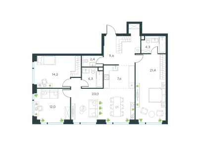 103,6 м² — планировка