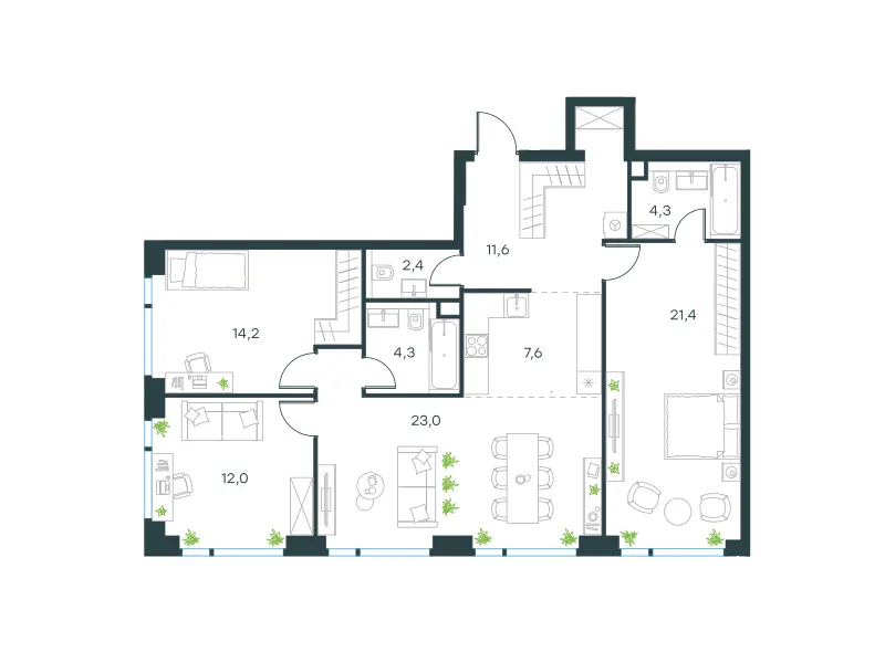 4-комн. 103.6 м²