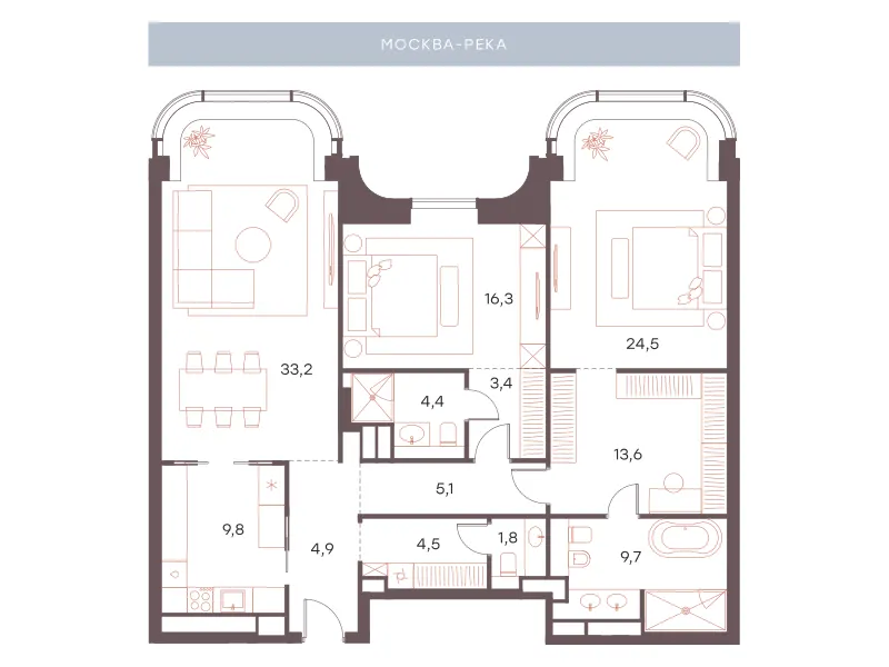 3-комн. 131.2 м²