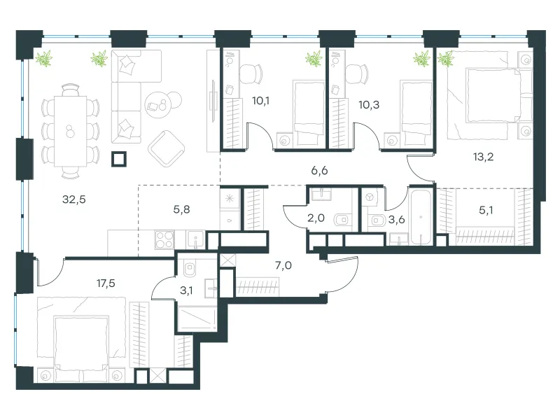 5-комн. 116.8 м²