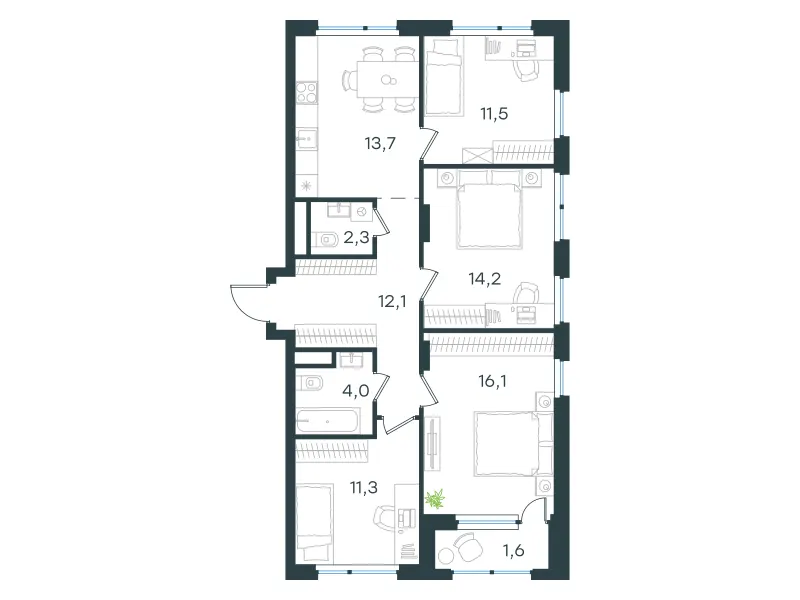 4-комн. 86.8 м²